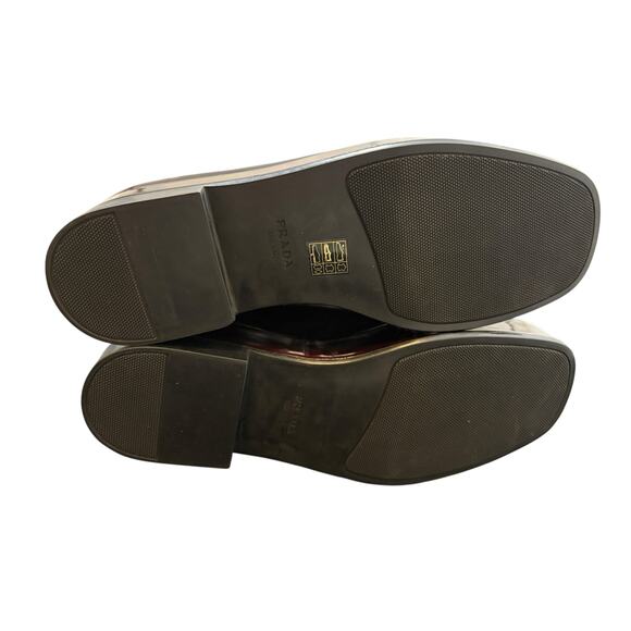 Prada Leather Platform Loafers Luxury Designer Italy Made Red Brown Men's Size 9 - Picture 9 of 9